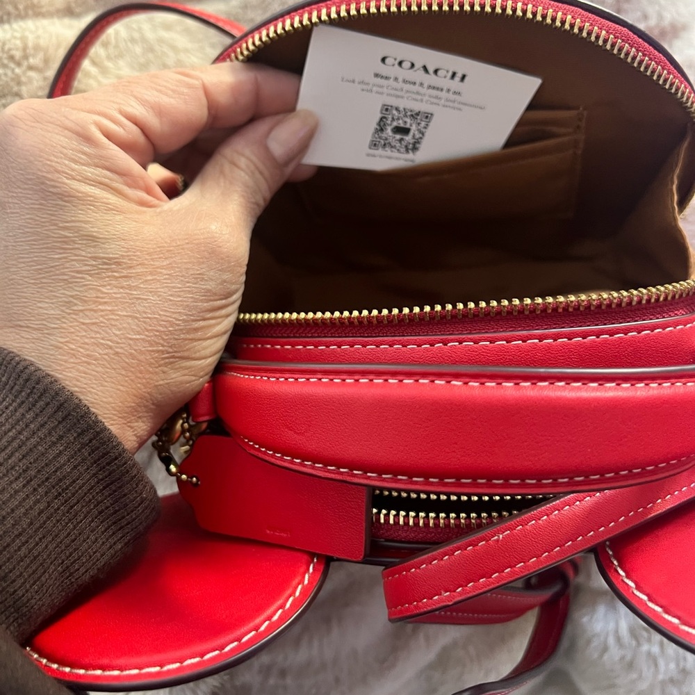 New Coach Mickey Red Round head Leather Crossbody Bag! - Picture 3 of 10